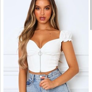 Front Zip White Top